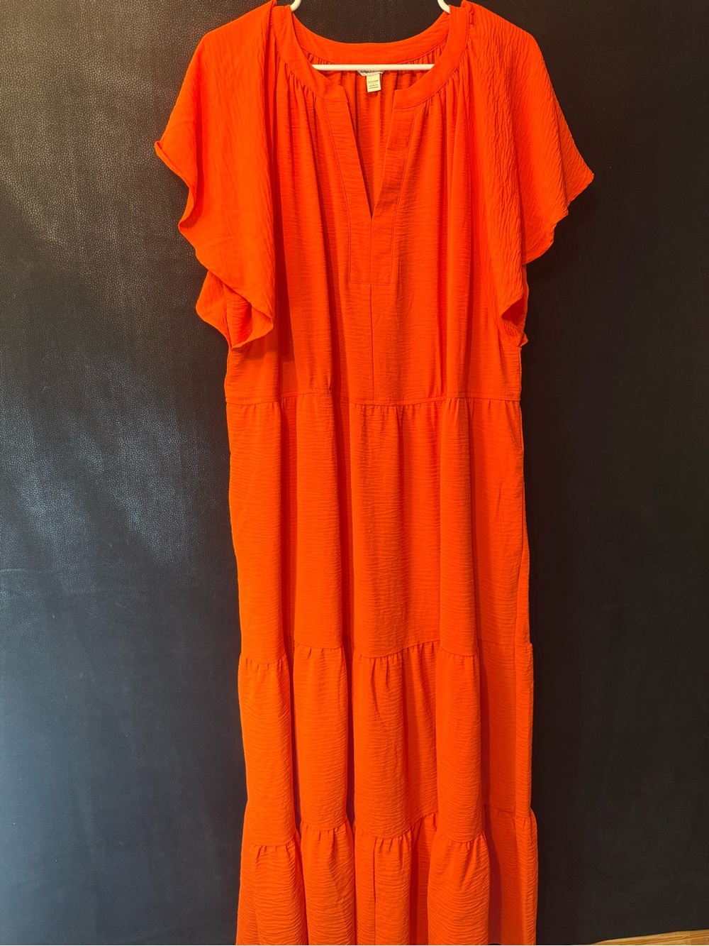Cato Bright Orange Tiered Maxi Dress